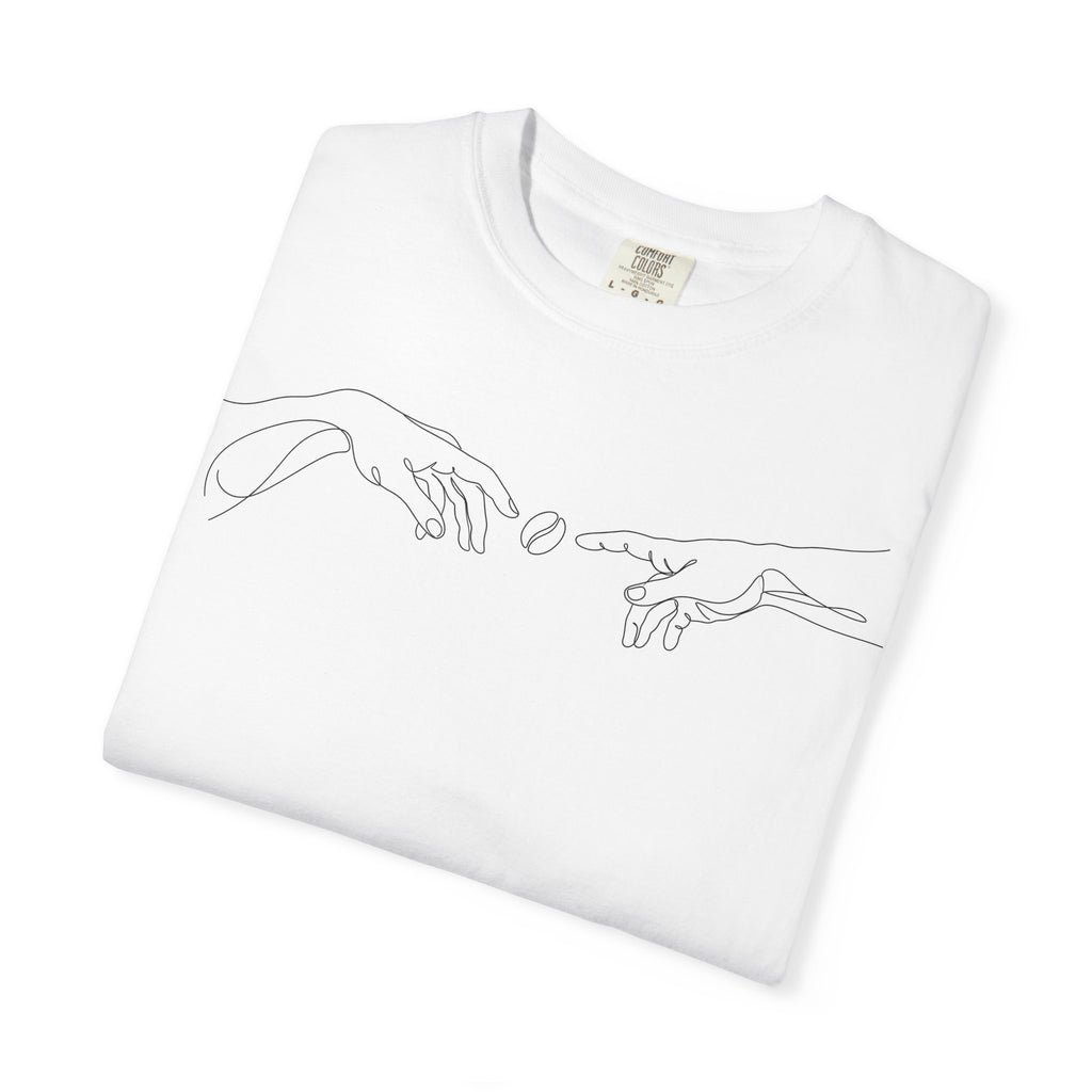 Line Art Hands T-Shirt — Minimalist Creation of Adam & God Tee