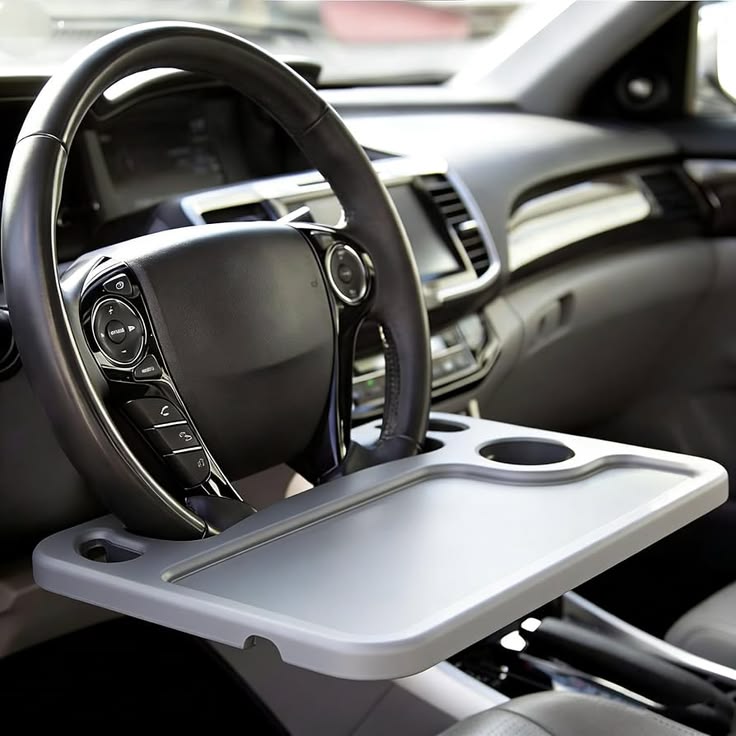 "Universal Car Steering Wheel Desk - 2-in-1 Portable Laptop Notebook Table, Food Tray & Cup Holder for Instant Mobile Office & Dining