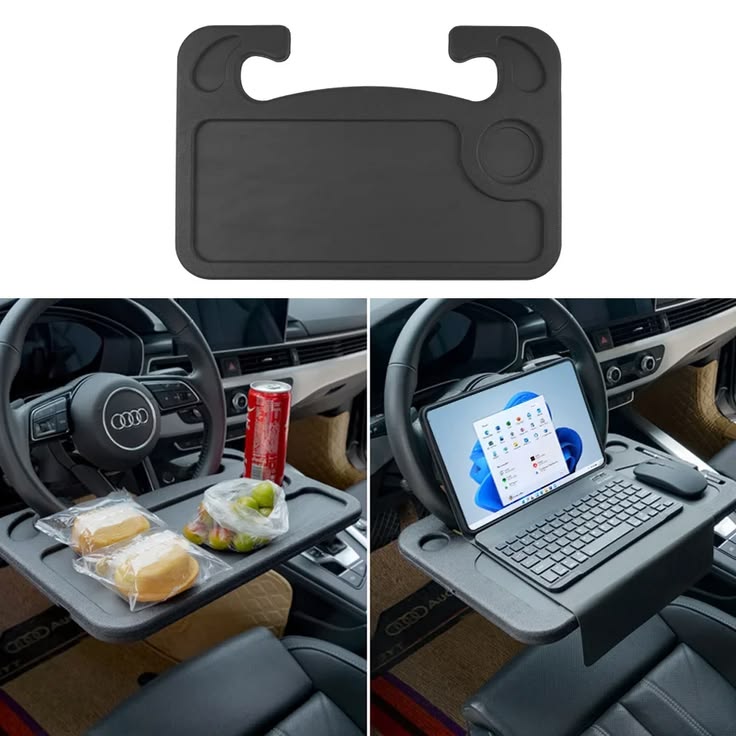 "Universal Car Steering Wheel Desk - 2-in-1 Portable Laptop Notebook Table, Food Tray & Cup Holder for Instant Mobile Office & Dining