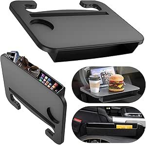 "Universal Car Steering Wheel Desk - 2-in-1 Portable Laptop Notebook Table, Food Tray & Cup Holder for Instant Mobile Office & Dining