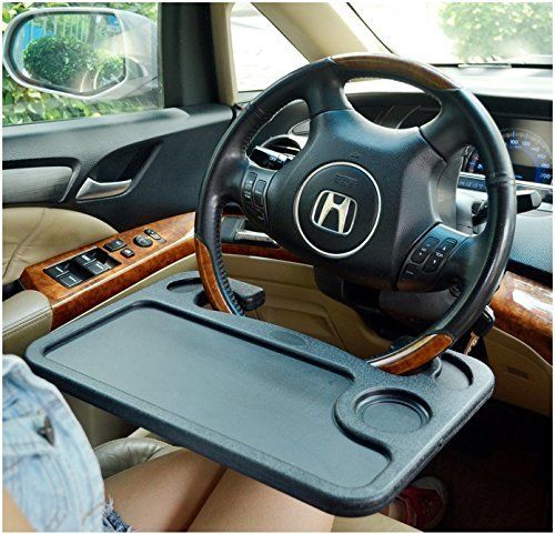 "Universal Car Steering Wheel Desk - 2-in-1 Portable Laptop Notebook Table, Food Tray & Cup Holder for Instant Mobile Office & Dining