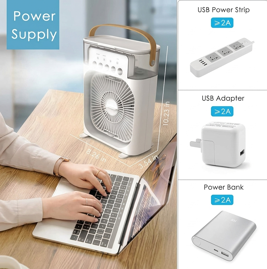 Drumstone 𝟏𝟓-𝐘𝐞𝐚𝐫 𝐋𝐨𝐧𝐠-𝐋𝐢𝐟𝐞 𝐖𝐚𝐫𝐫𝐚𝐧𝐭𝐲, Mini Air Cooler for Desk, Personal Evaporative Cooler Fan with 7 Colors LED Light, Mister Spray, Portable AC Fan for Office Table