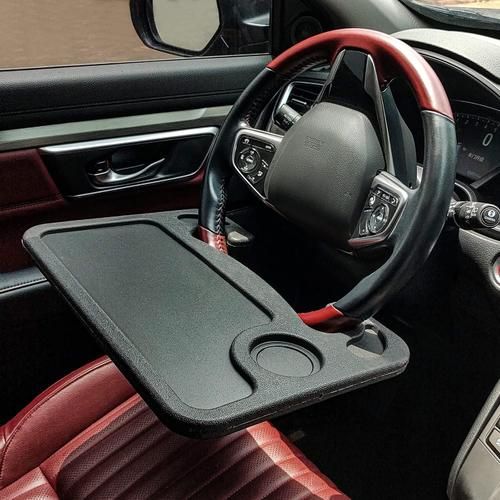 "Universal Car Steering Wheel Desk - 2-in-1 Portable Laptop Notebook Table, Food Tray & Cup Holder for Instant Mobile Office & Dining