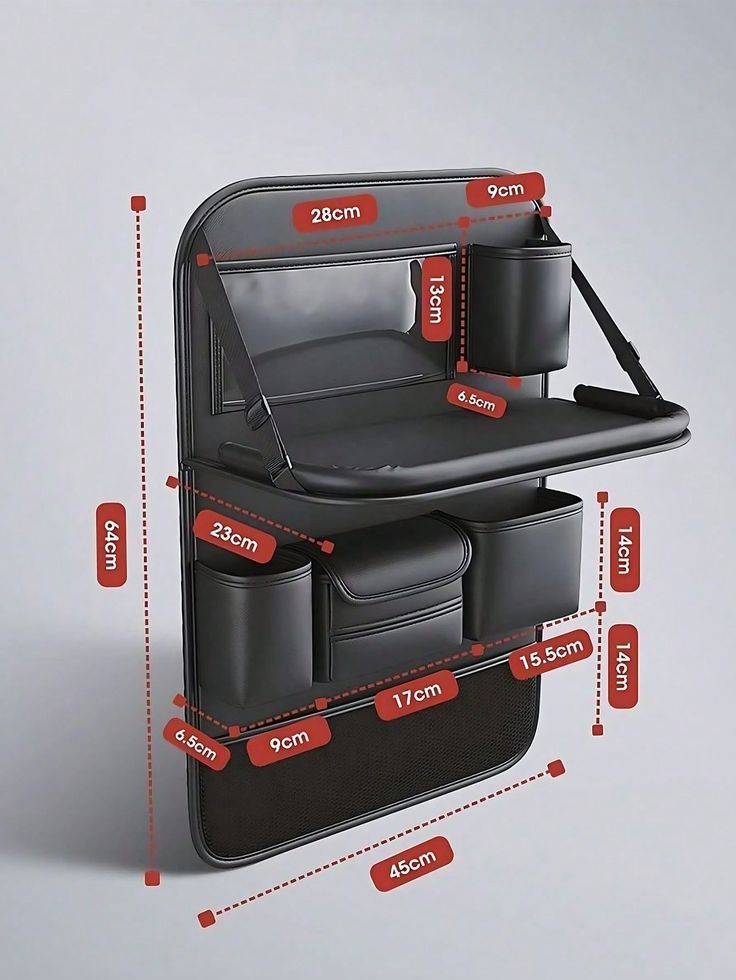 Premium PU Leather Car Backseat Organizer with Foldable Tray Table
