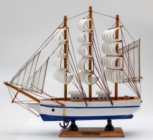 Handcrafted Wooden Model Ship | Premium Nautical Home & Office Decor | Vintage Antique Style Galleon with Canvas Sails & Wooden Hull