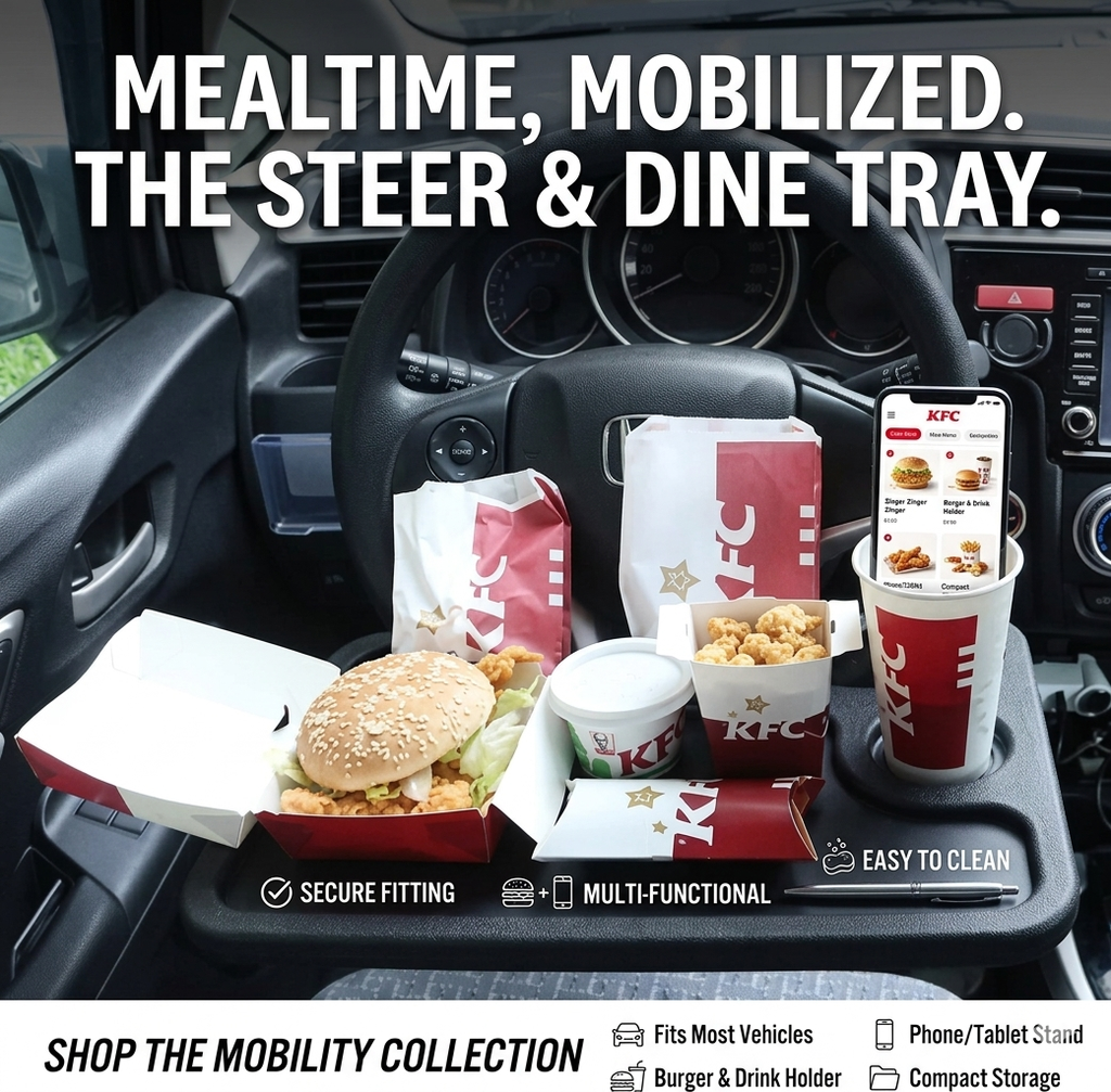"Universal Car Steering Wheel Desk - 2-in-1 Portable Laptop Notebook Table, Food Tray & Cup Holder for Instant Mobile Office & Dining