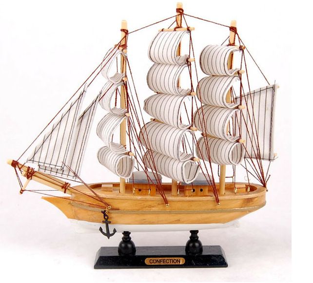 Handcrafted Wooden Model Ship | Premium Nautical Home & Office Decor | Vintage Antique Style Galleon with Canvas Sails & Wooden Hull