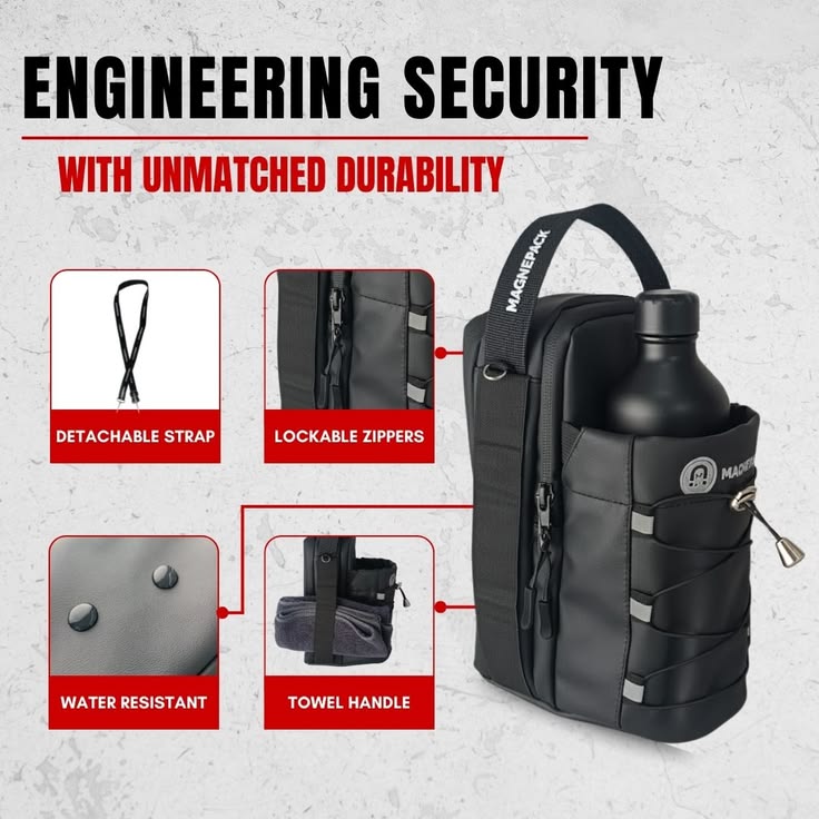 Luxury Magnetic Gym Bottle Holder Bag for Men & Women – Neoprene Fitness Storage Pouch with Strong Magnetic Grip for Gym, Running & Cycling Essentials