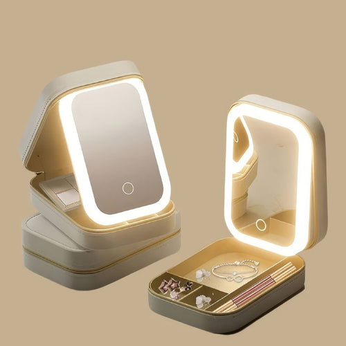 Lumiere Elite: Smart LED Makeup Organizer & Portable Travel Case with Lighted Mirror