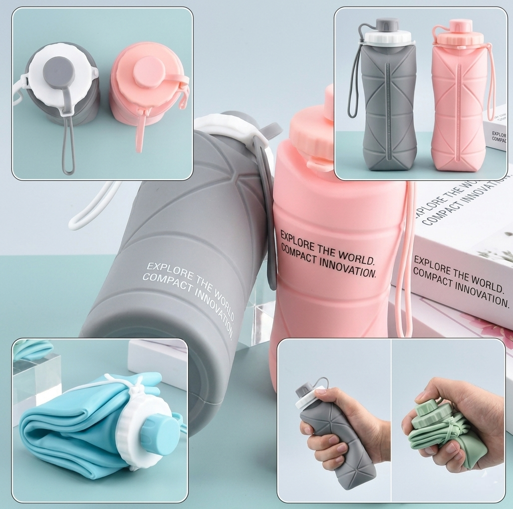 Premium 650ml Silicone Foldable Water Bottle – Perfect for Gym & Outdoor Use